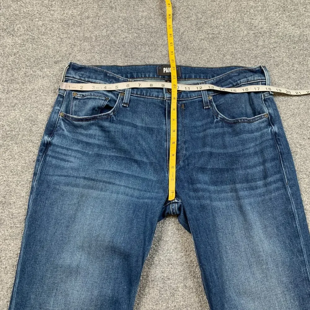 Paige Jeans Mens 33 Blue Federal Boxter Slim Fit Whiskered Stretch Medium Wash